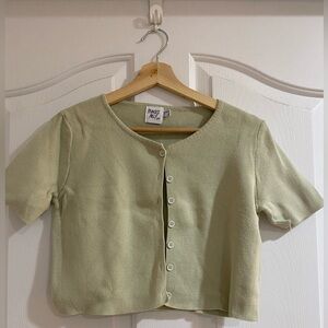 Sage Green Short-Sleeve Cardigan
